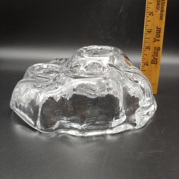Sea Glasbruk Triple Votive Candle Holder - 8" Clear Glass Iceberg Kosta Sweden - Picture 3 of 6